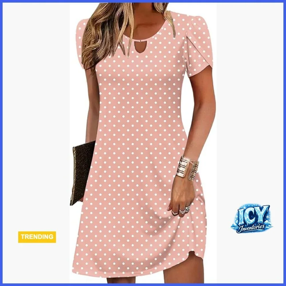 Casual A-Line Dress with Pockets Flowy Mini Sundress